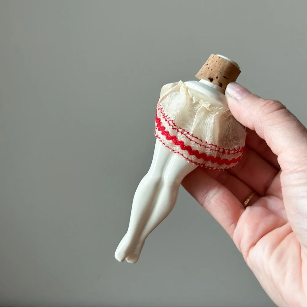 Antique Porcelain Leg Bottle Stopper Ladies’ Legs 1940s Pinup Cork MCM Rare
